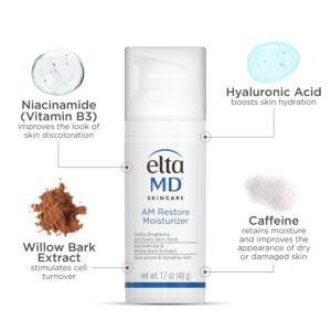 Alternative view of EltaMD AM Restore Face Moisturizer for Women and Men, Light Moisturizer Face Cream, Made with Niacinamide and Hyaluronic Acid, 1.7 oz Pump