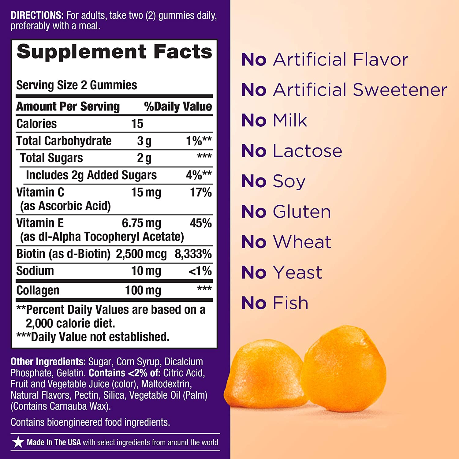 Nature's Bounty Hair Skin Nails Gummies with Collagen + Biotin, 80ct - Image 6