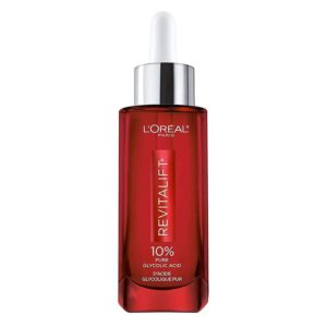 L'Oreal Paris Skincare 10% Pure Glycolic Acid Serum for Face from Revitalift Derm Intensives, Dark Spot Corrector, Even Tone, Reduce Wrinkles, Glycolic Acid Peel, Exfoliator With Aloe, Hydrates, 1 Oz
