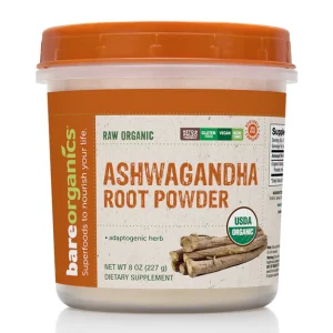 BareOrganics Ashwagandha Root Powder, 8 Oz (Packaging may vary)