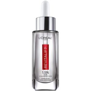 L’Oreal Paris 1.5% Pure Hyaluronic Acid Serum for Face with Vitamin C from Revitalift Derm Intensives for Dewy Looking Skin, Hydrate, Moisturize, Plump Skin, Reduce Wrinkles, Anti Aging Serum, 1 Oz