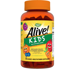 Nature’s Way Alive! Kids Multivitamin Gummy, 15 Vitamins & Minerals, Gelatin-Free, Cherry, Orange, and Grape Flavored, 60 Gummies