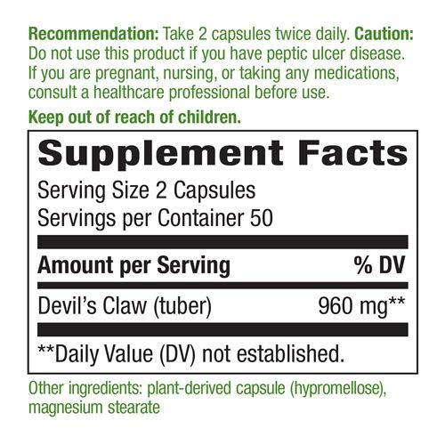Nature's Way Devil Claw 100 Vegan Capsules - Image 4