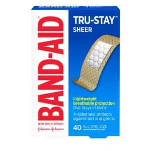 Band-Aid Brand Tru-Stay Sheer Strips Adhesive Bandages, All One Size, 40 ct