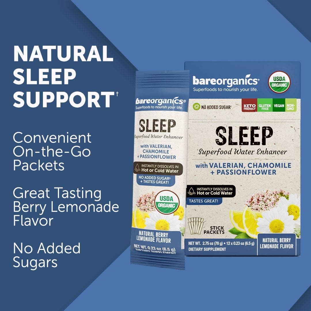 BareOrganics Bareorganics On-the-go Sleep Superfood Water Enhancer (organic) (12 Stick Packs) - Image 4