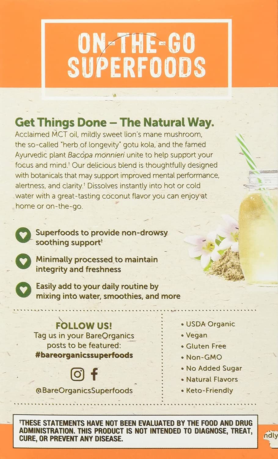 BareOrganics On-The-go 12ct Focus Blend (Superfood Water Enhancer) - Image 5