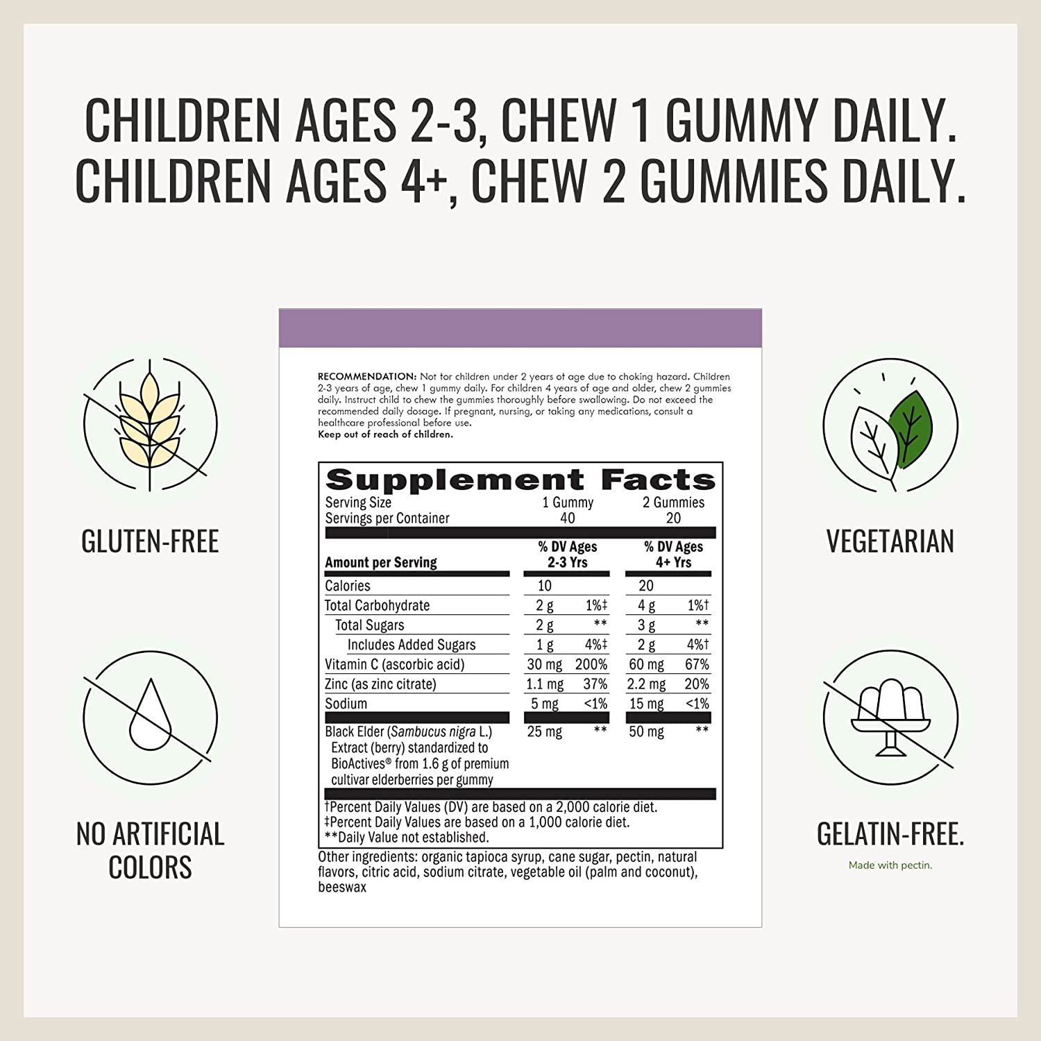 Nature's Way Elderberry Sambucus Kids Gummies 40ct - Image 3