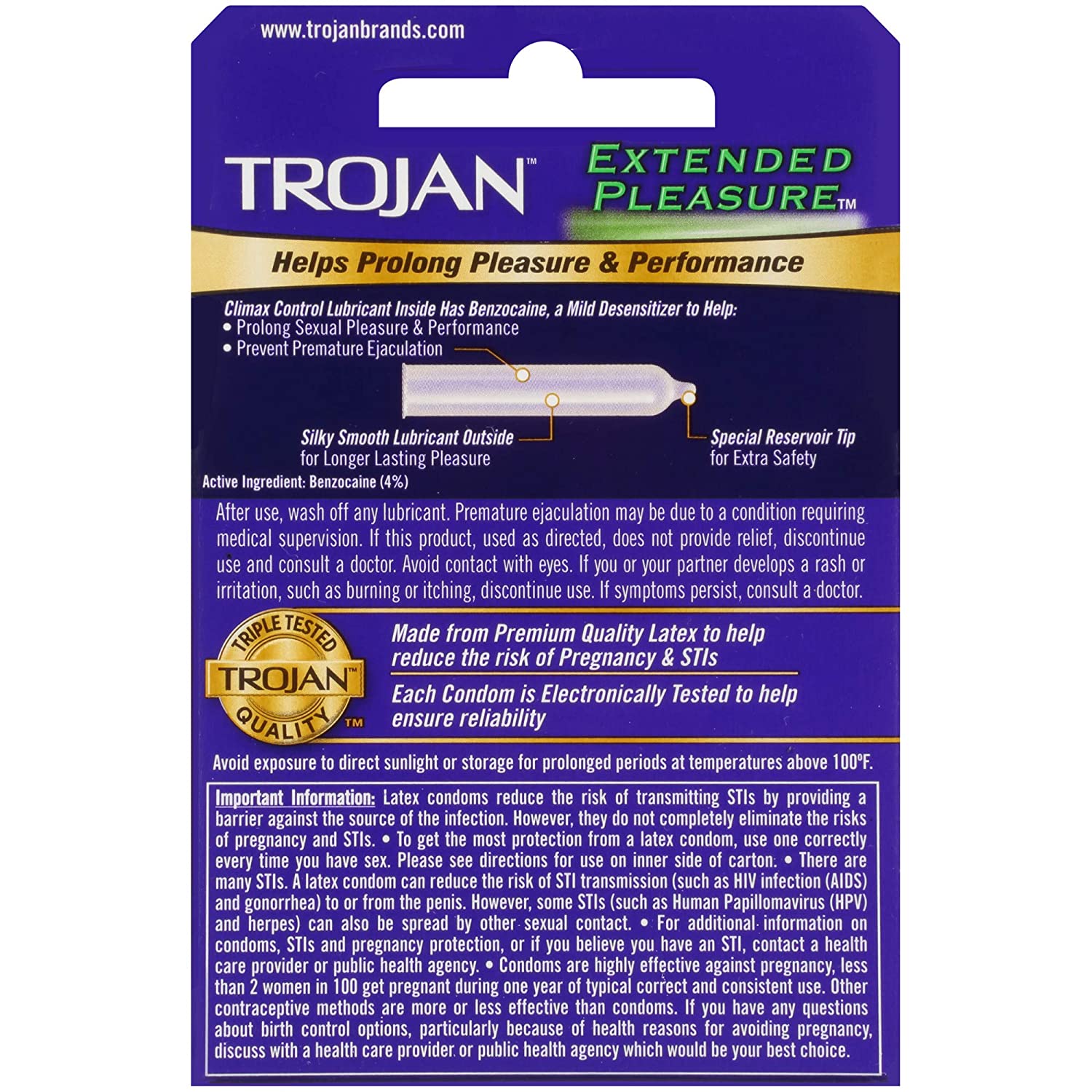 Trojan Extended Pleasure Lubricated Condoms, 3ct - Image 3