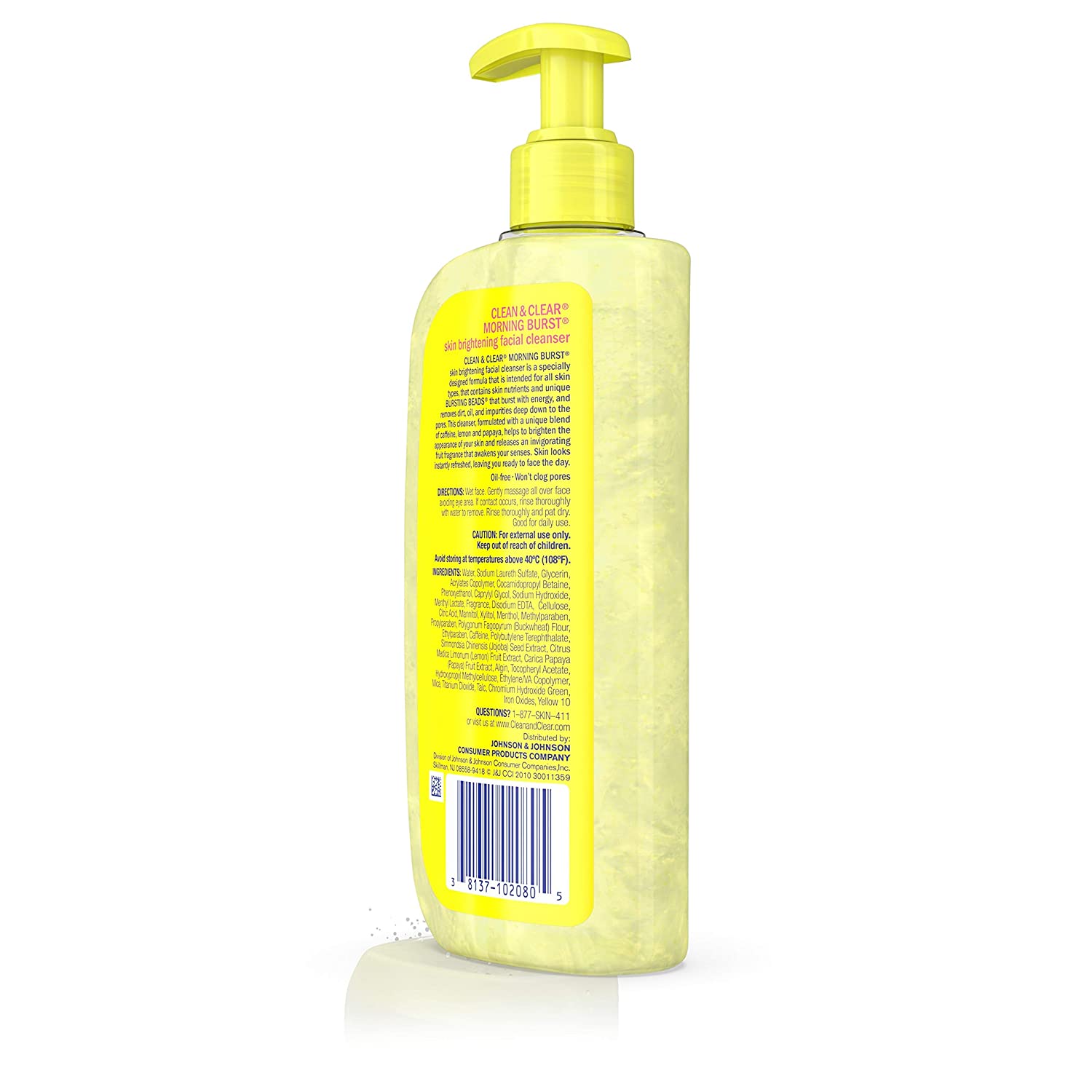 Clean & Clear Morning Burst Skin Brightening Facial Cleanser with Caffeine, Lemon & Papaya, Gentle Daily Citrus Face Wash for All Skin Types, Oil-Free & Non-Comedogenic, 8 fl. oz - Image 3