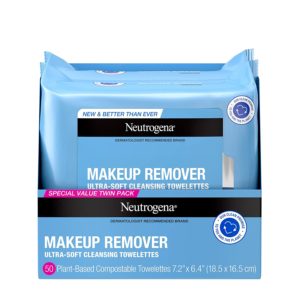 Neutrogena Makeup Remover Cleansing Face Wipes, Daily Cleansing Facial Towelettes to Remove Waterproof Makeup and Mascara, Alcohol-Free, 25 Count