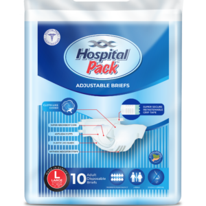 Hospital Pack Adjustable Briefs Adult Large,10pk