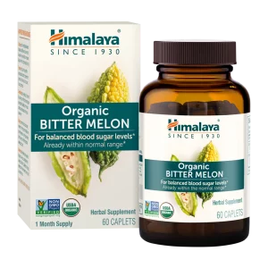 Himalaya Organic Bitter Melon / Karela for Balanced Blood Sugar Support, 660 mg, 60 Caplets, 1 Month Supply