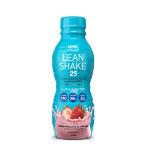 GNC Total Lean | Lean Shake 25, to Go Bottles | Low-Carb Protein Shake to Improve Weight Loss & BMI | Strawberries and Cream