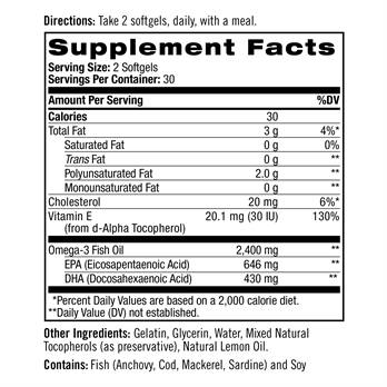 Natrol Extreme Omega Heart Health, 2,400 mg, Lemon Softgels, 60ct - Image 3