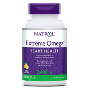 Natrol Extreme Omega  Heart Health, 2,400 mg, Lemon Softgels, 60ct