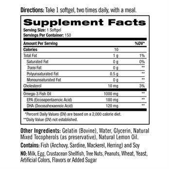 Natrol Omega-3 Fish Oil Heart Health, 1,000 mg, Lemon Softgels, 150ct - Image 3