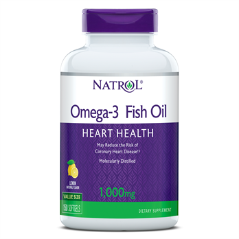 Natrol Omega-3 Fish Oil Heart Health, 1,000 mg, Lemon Softgels, 150ct