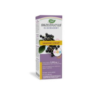 Nature’s Way Sambucus Elderberry Immune Syrup for Kids, Immune Support,Berry Flavor, 4 Fl Oz.