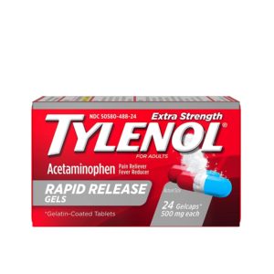 Tylenol Extra Strength Acetaminophen Rapid Release Gels, Pain Reliever & Fever Reducer, 24 ct