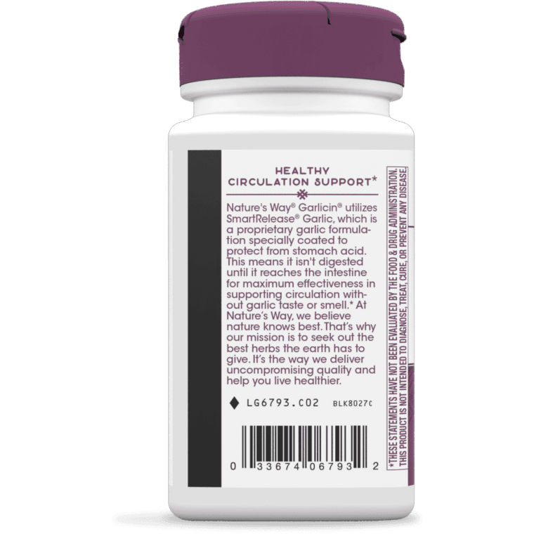 Nature's Way Garlicin Cardio 60 Vegan Capsules - Image 3