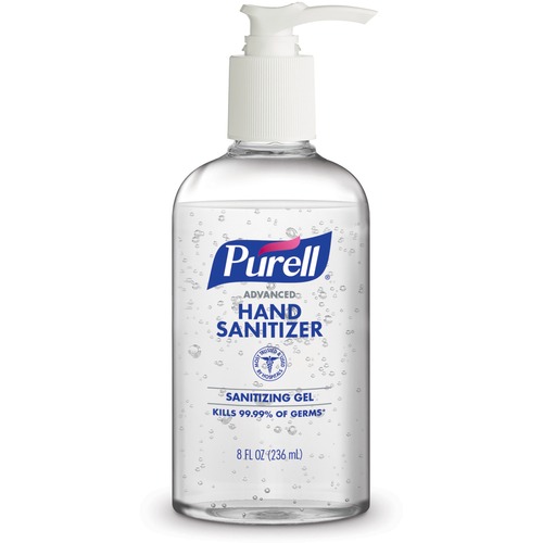 PURELL Hand Sanitizer, Rounded Pump Bottle, 8 Oz, Clear