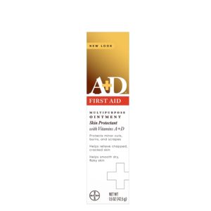 A+D First Aid Ointment - A&D Moisturizing Skin Protectant for Dry Cracked Hands, Elbows, heals and lips - Use After Hand Washing, Packaging May Vary, Multicolor – 1.5 oz Tube