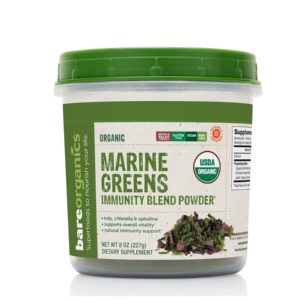 BareOrganics Marine Super Greens Powder | USDA Organic, Gluten-Free, Vegan, Non-GMO, BPA-Free | Kelp, Chlorella, Spirulina, 8oz