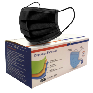 Black Disposable Face Masks,50 pcs/box,3ply (Packaging may vary)