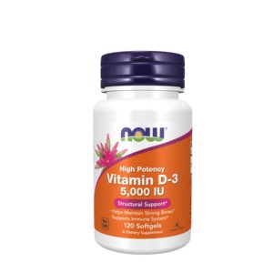 NOW Vitamin D-3 5000 IU Softgels, 120 count