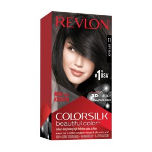 Revlon Colorsilk Beautiful Color, Permanent Hair Dye with Keratin, 100% Gray Coverage, Ammonia Free, 11 Soft Black