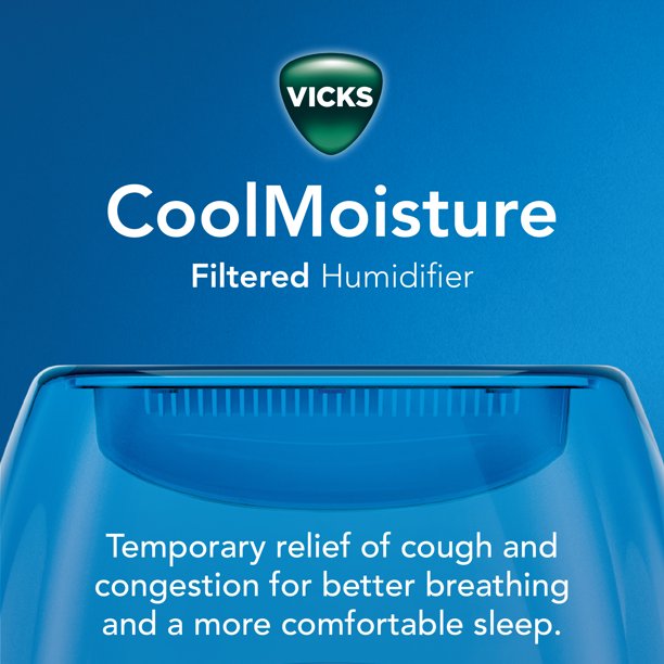 Vicks 1.1 Gallon Filtered Cool Moisture Humidifier, VEV400, White/Blue - Image 4