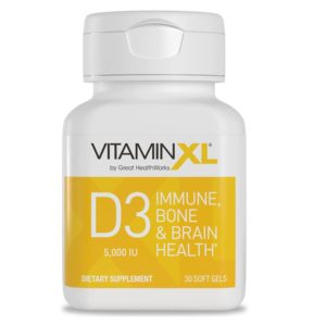 VitaminXL D3 High Potency Daily Vitamin D 5000 IU 125mcg Immune Support Supplement - Promotes Healthy Muscle Function & Strong Bones - Non-GMO, Gluten-Free - 30 Softgels