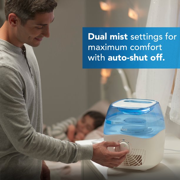 Vicks 1.1 Gallon Filtered Cool Moisture Humidifier, VEV400, White/Blue - Image 3