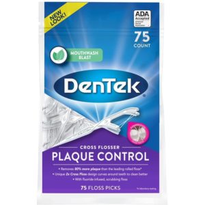 DenTek Cross Flosser Plaque Control Floss Picks, Floss, 75 Pack