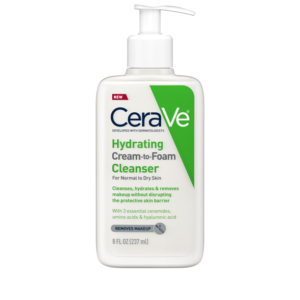 CeraVe Hydrating Cream-to-Foam Cleanser, Face Wash & Makeup Remover with Hyaluronic Acid, 8 fl oz