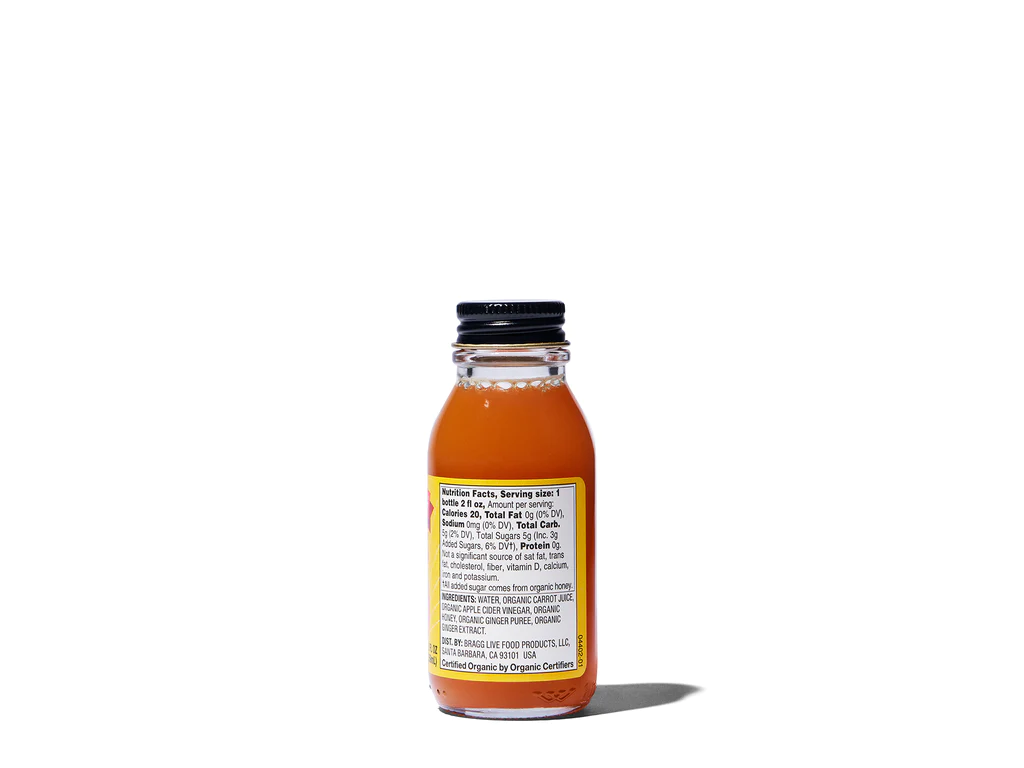 Bragg Organic Apple Cider Vinegar Shot with Carrot Ginger – 2 Oz ACV Shot - Image 3