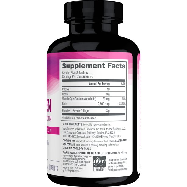 NeoCell Super Collagen + Vitamin C & Biotin, Dietary Supplement, Grass-Fed; 90 Tablets (Packaging may vary) - Image 4