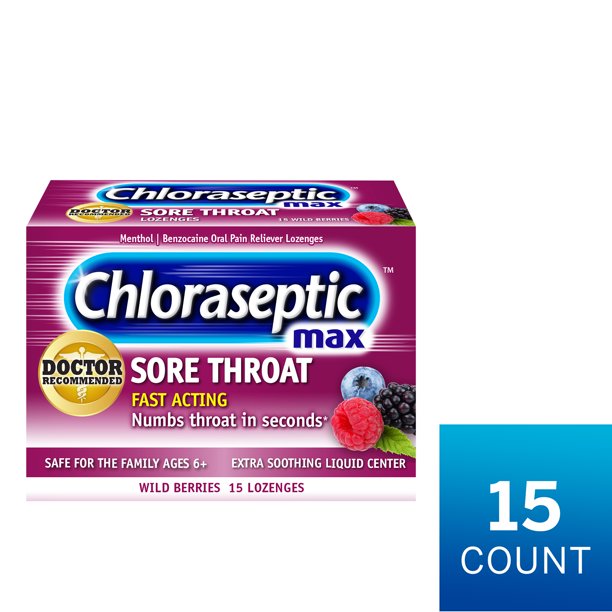Chloraseptic Max Strength Sore Throat Lozenges, Wild Berries Flavor, 15 Count - Image 2
