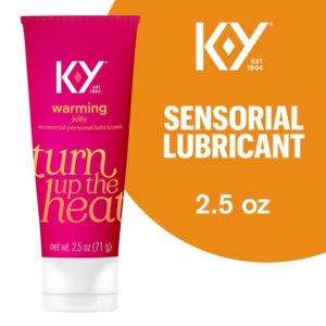 K-Y Warming Jelly Lube, Sensorial Personal Lubricant, Glycol Based Formula, Safe to Use with Latex Condoms, For Men, Women and Couples, 2.5 FL OZ