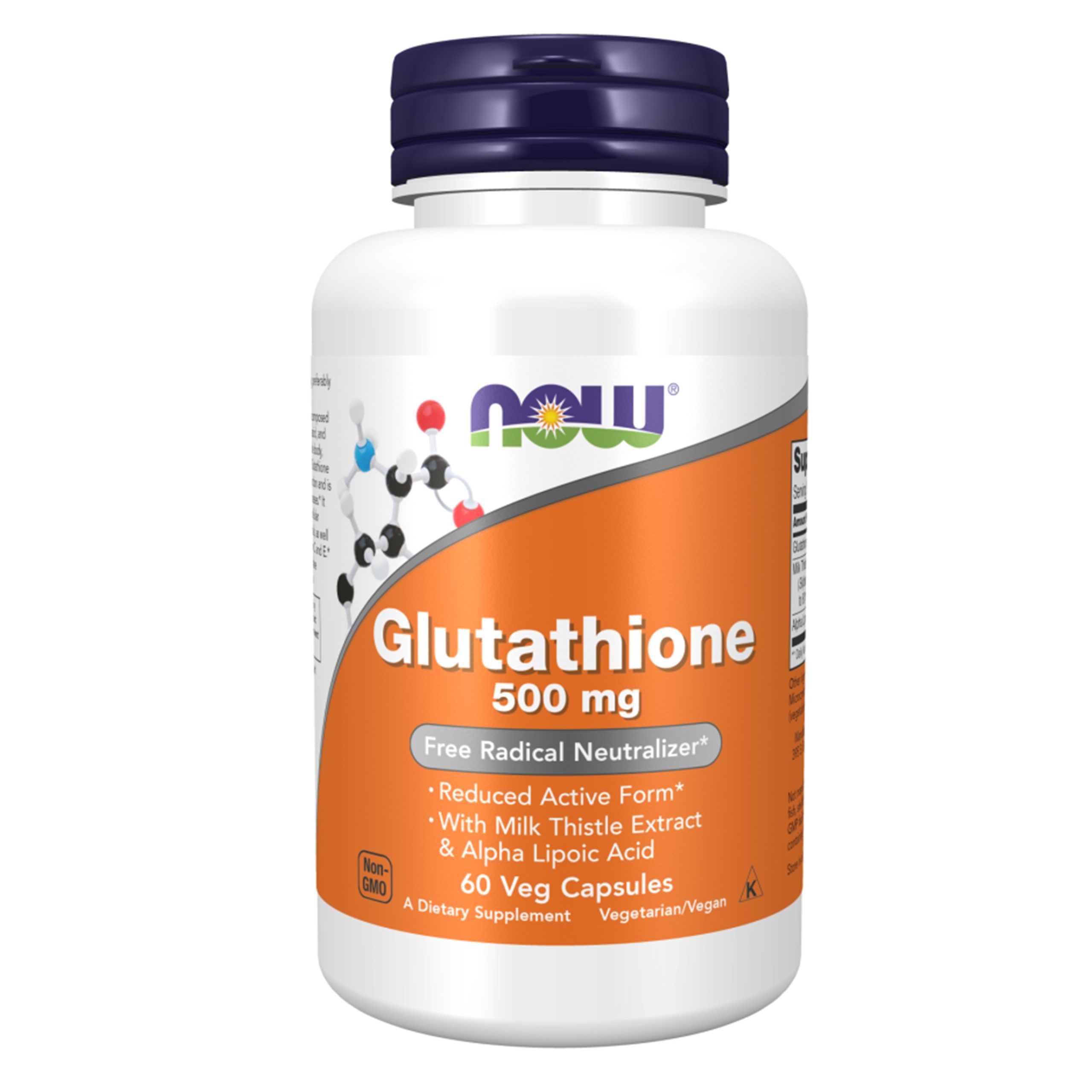 NOW Glutathione 500 mg Veg Capsules, 60ct