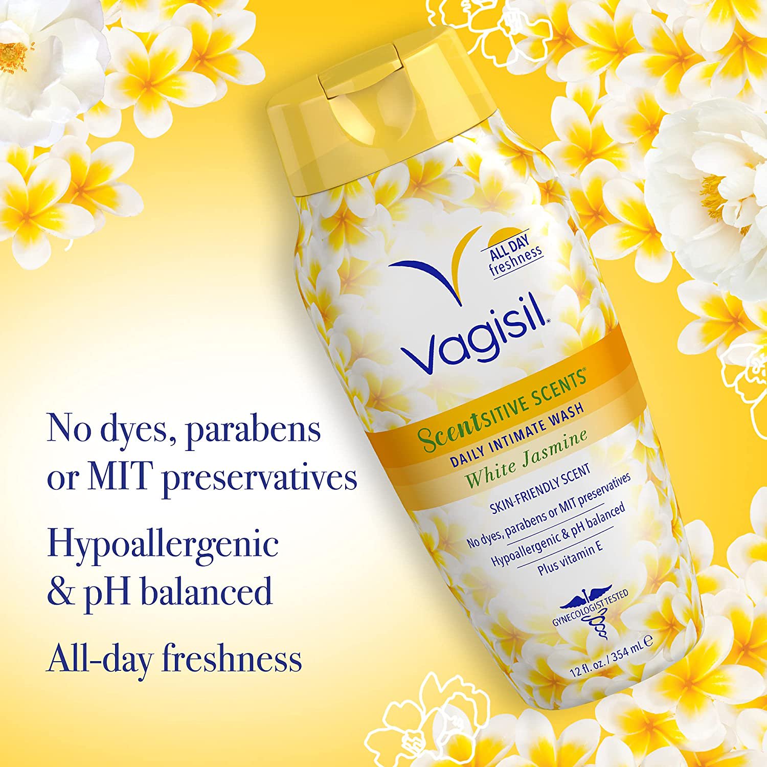 Vagisil Scentsitive Scents Feminine Wash, White Jasmine, 12 fl. Oz - Image 5