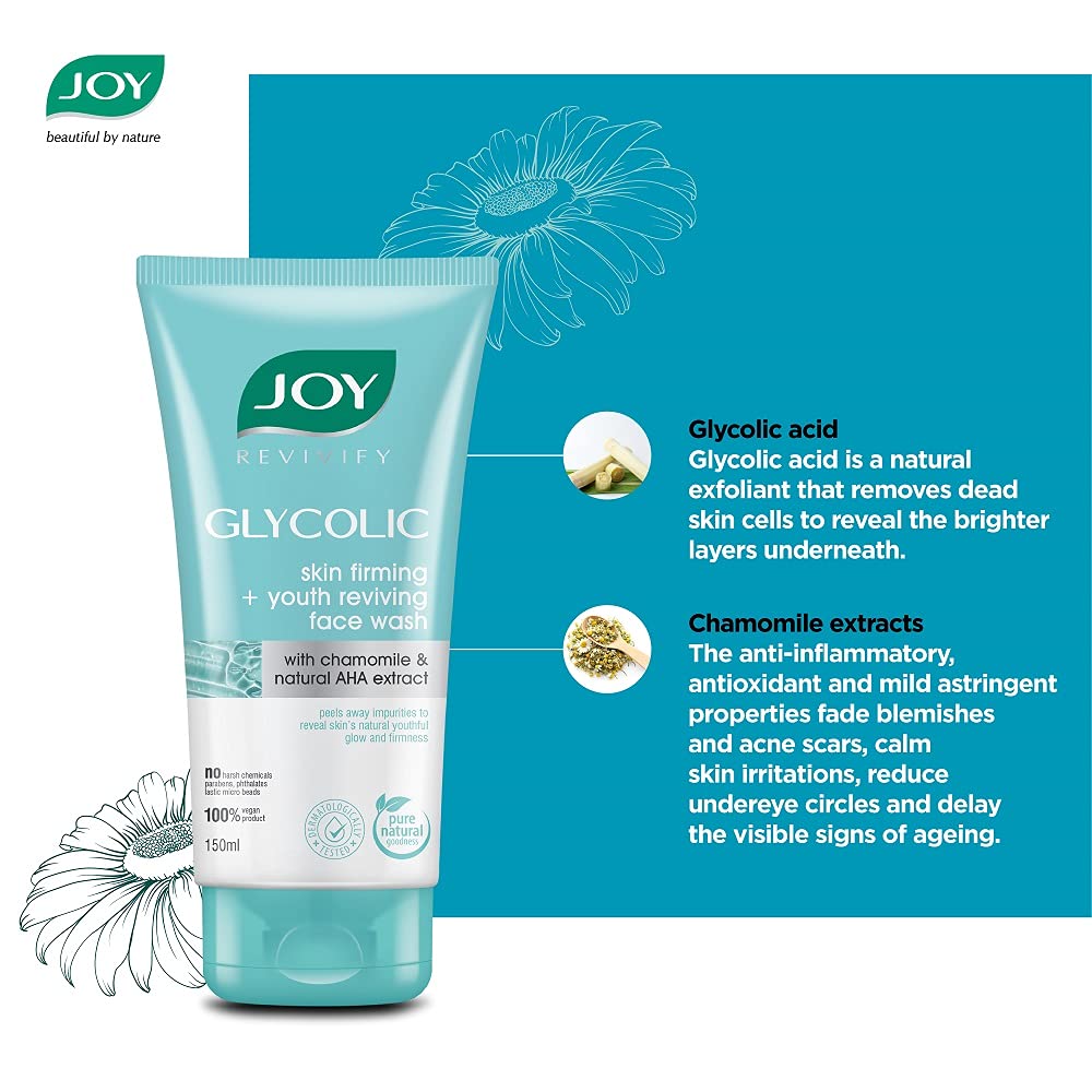 Joy Revivify Glycolic Face Wash with Natural AHA & Chamomile Extracts(150ml) - Image 3