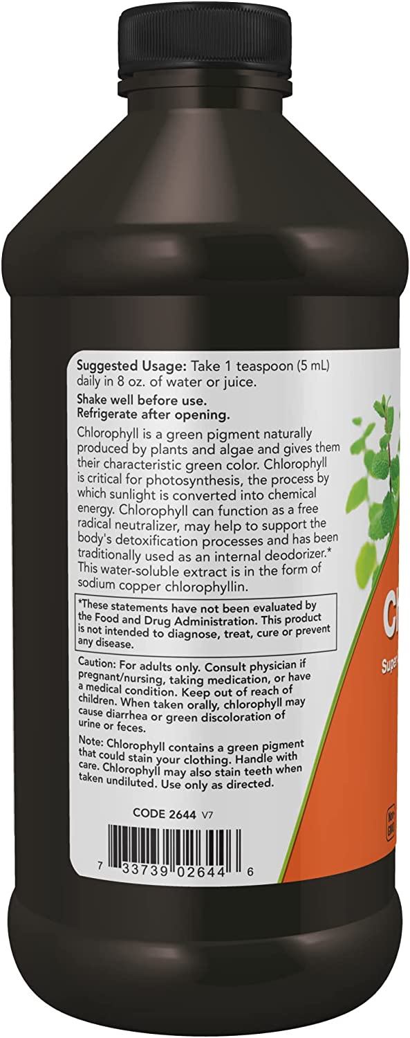 NOW Supplements, Liquid Chlorophyll, Super Concentrated, Internal Deodorizer*, Mint Flavor, 16-Ounce - Image 4