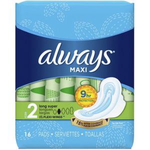Always Maxi Super Pads With Wings, Size 2, Unscented 18 ea