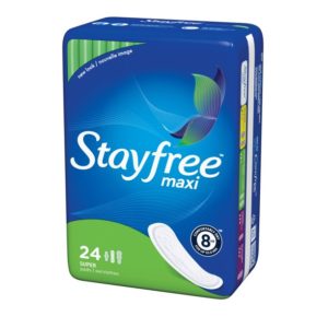 Stayfree Maxi Pads without Wings, Unscented, Super, 24 Ct