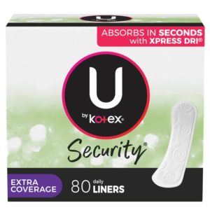 U by Kotex Security Lightdays Unscented Panty Liners Light Absorbency Extra Coverage Length, 80ct (Packaging may vary)