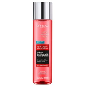 L'Oreal Paris Revitalift 5% Pure Glycolic Acid Peeling Toner from Derm Intensives with Aloe Vera, Smooth Skin & Reveal Glow, Daily Exfoliant for Brighter Skin, Fragrance and Alcohol Free, 6 Fl Oz