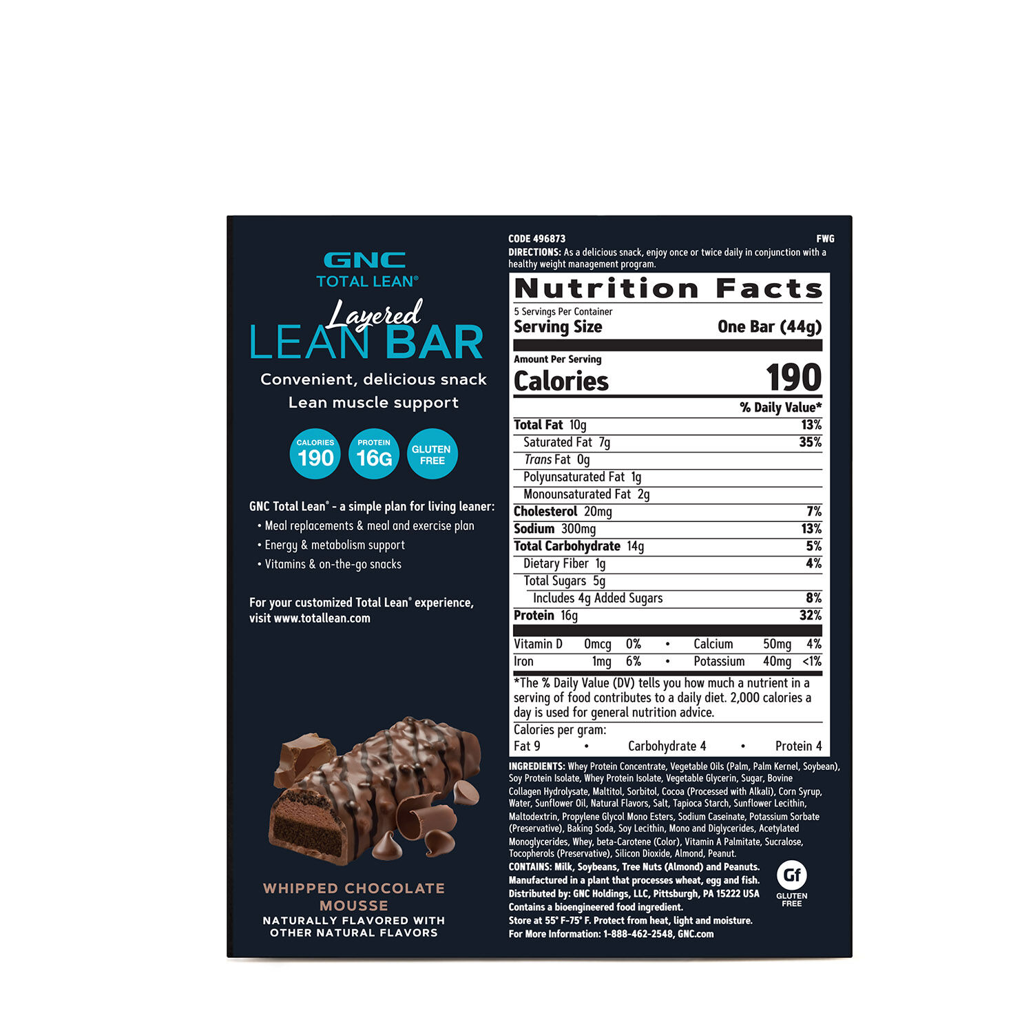 GNC Total Lean® Layered Protein Bar, Whipped Chocolate Mousse, 5 Count Box - Image 3