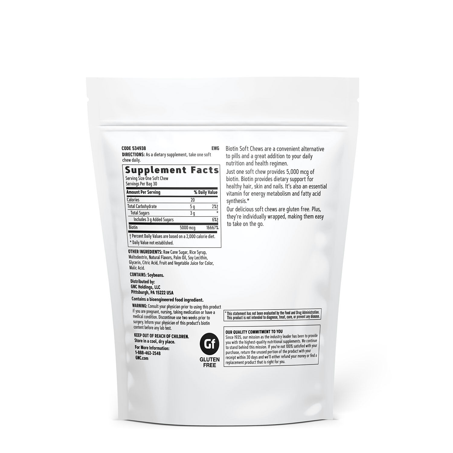 GNC Biotin Soft Chews 5000mcg, 30 Servings - Image 3