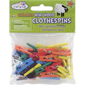 Krafty Kids Mini Wood Clothespins-Colored 1" 45/Pkg